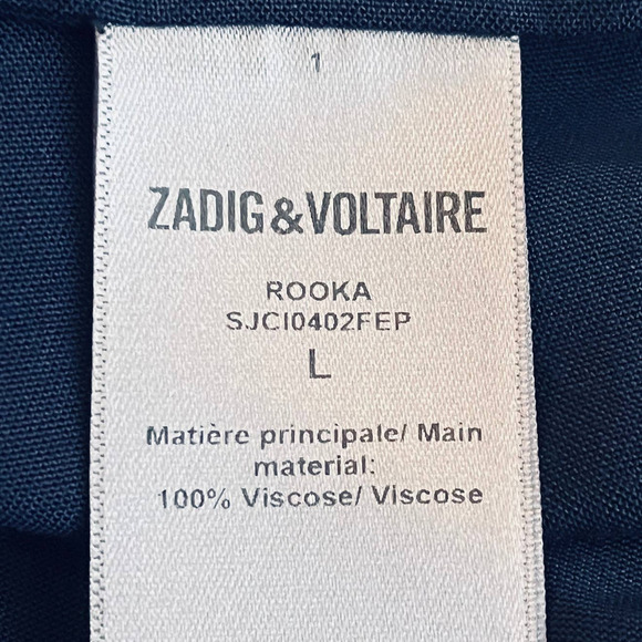 Zadig & Voltaire Navy Blue Rooka Tiered Roundneck 3/4 Length Sleeve Dress Large - Picture 10 of 12